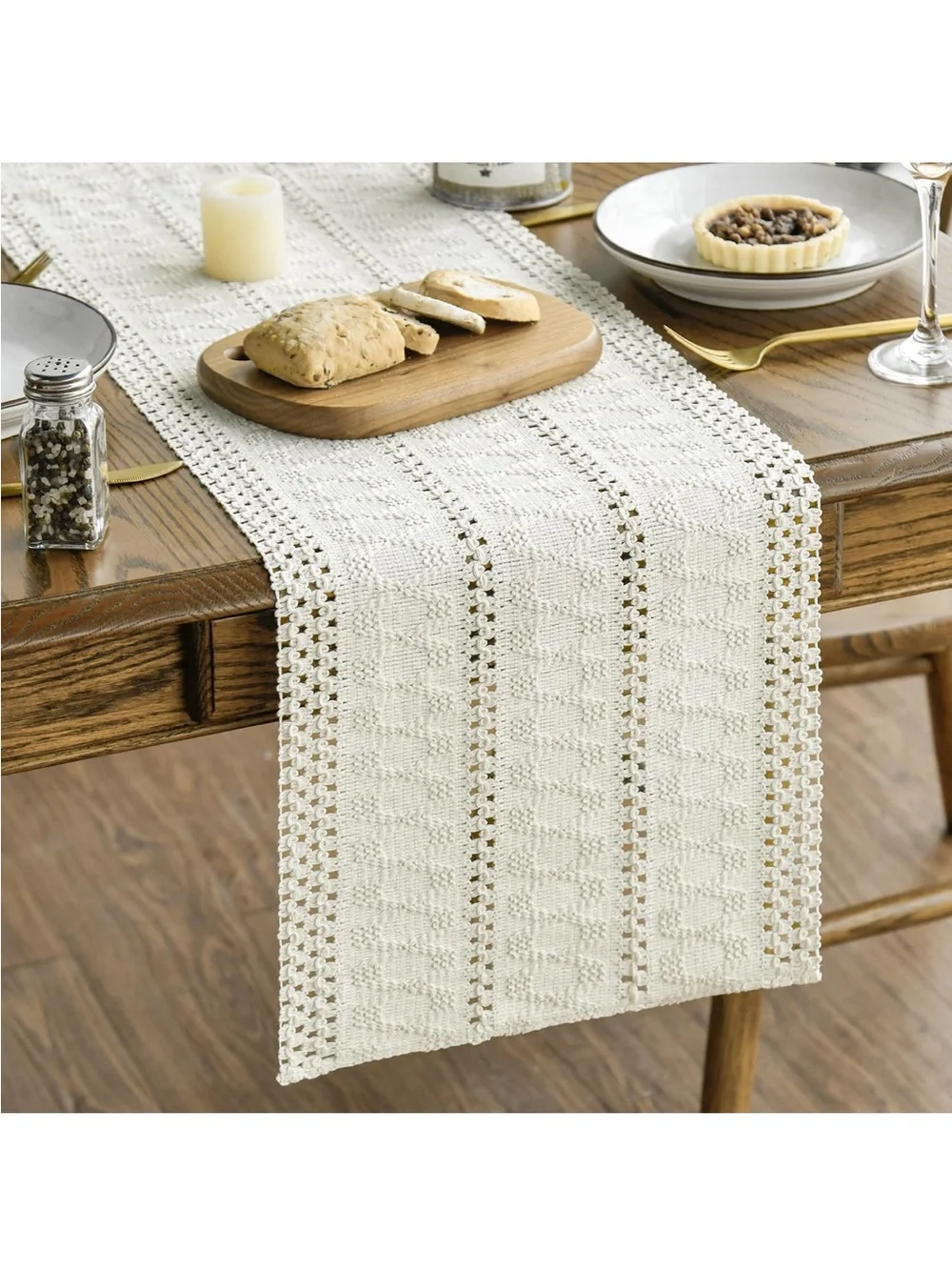 Neutral Cream Crochet Table Runner - Home Dining